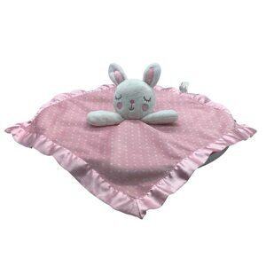 Circo Target Pink Polka Dot White Bunny Blanket Satin Security Lovey Plush 14"